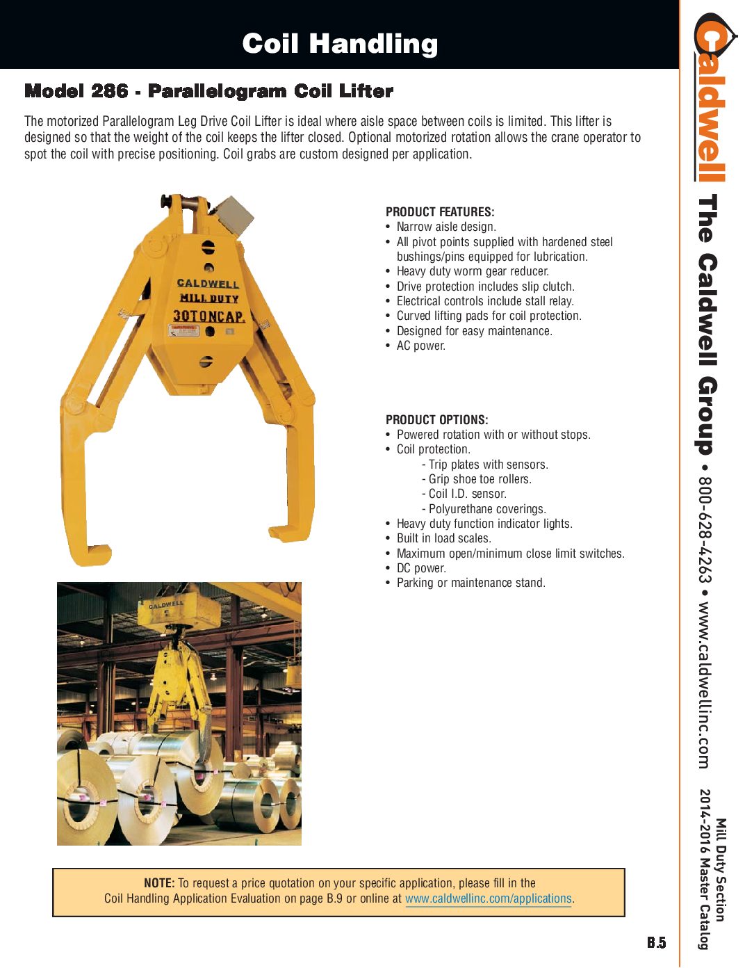Caldwell MILL DUTY Parallelogram Coil Lifter Spread Sheet pdf