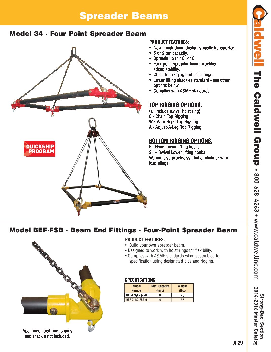 Caldwell STRONG BAC Four Point Spreader Beam Spread Sheet pdf