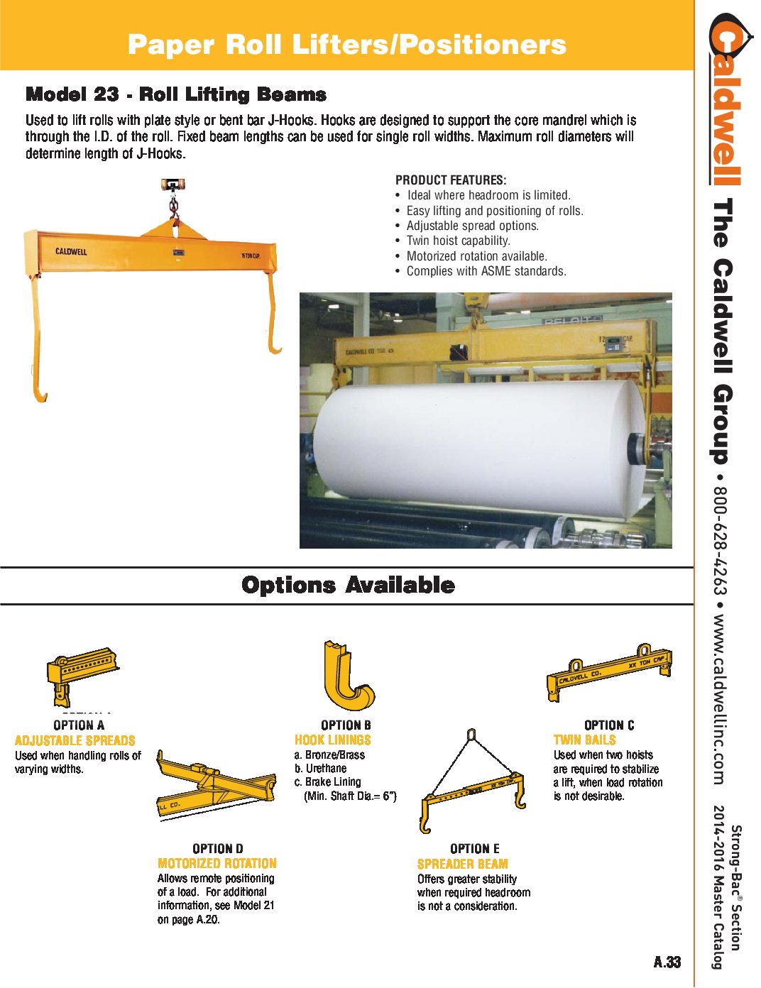 Caldwell STRONG BAC Roll Lifting Beam Spread Sheet pdf