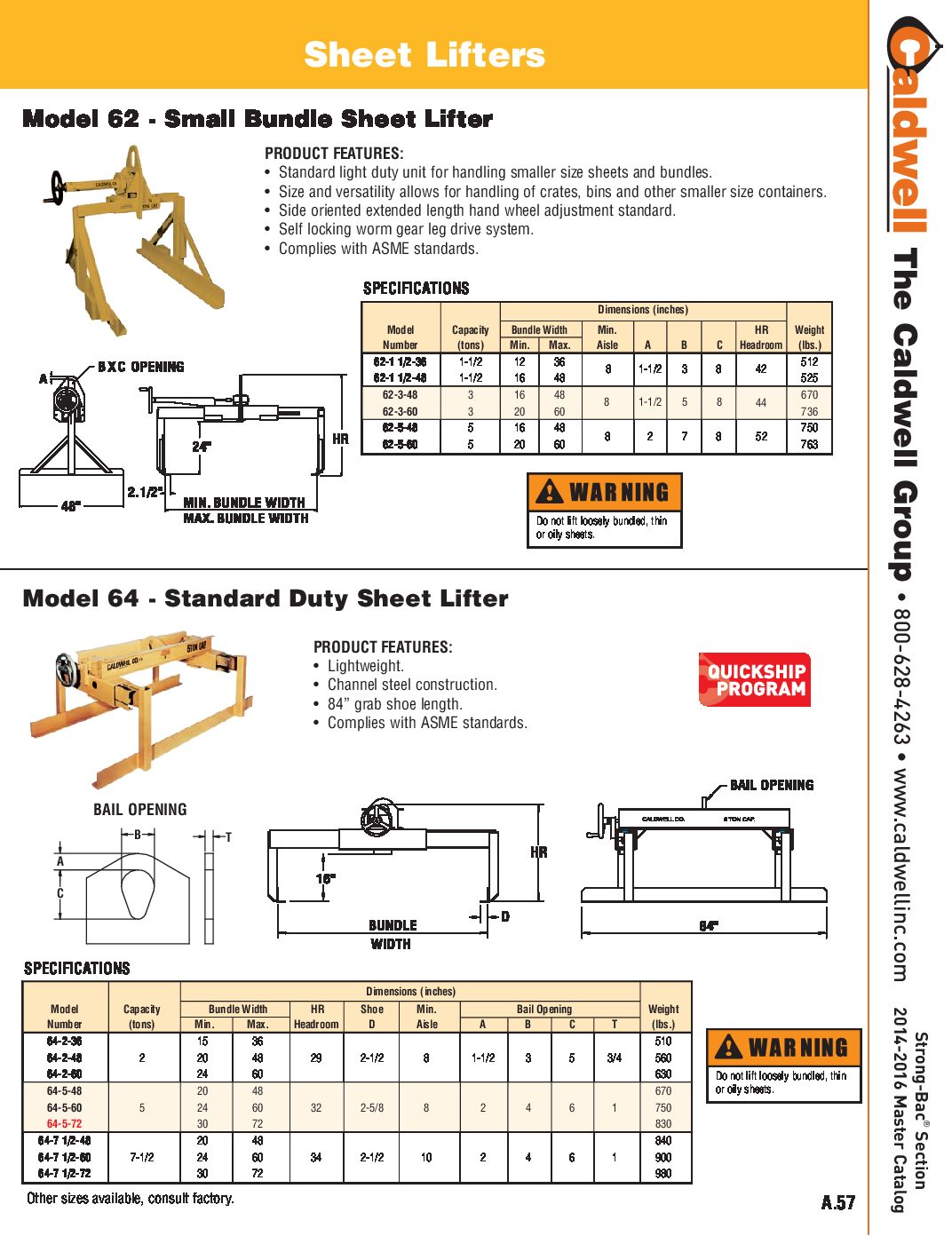 Caldwell STRONG BAC Small Bundle Sheet Lifter Spread Sheet pdf